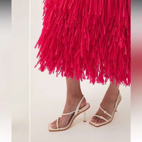 Aje Rushes Raffia Knit Midi Dress in Deep Fuschia Pink size small - Picture 3 of 13